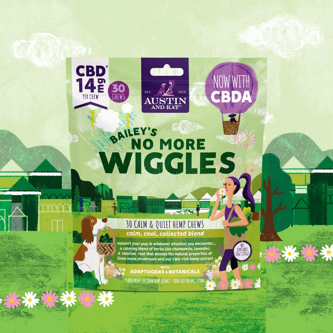 Austin and Kat No More Wiggles Calming CBD Chew for Dogs with Botanicals and Adaptogens