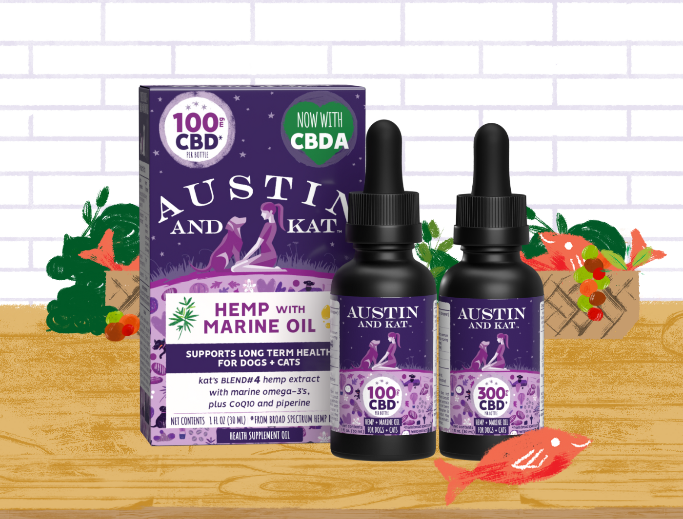 Natural CBD and salmon oils for dogs and cats holistic wellness. Small batch, made in the USA.