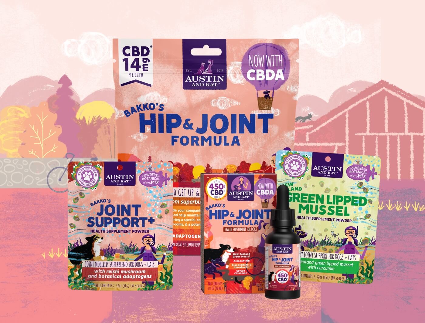 CBD and botanical supplements for dogs hip and joint support. New Zealand Green Lipped Mussel for dog mobility.